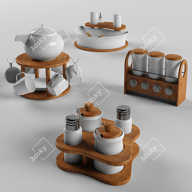 Modern Porcelain Kitchen Set 3D model image 1