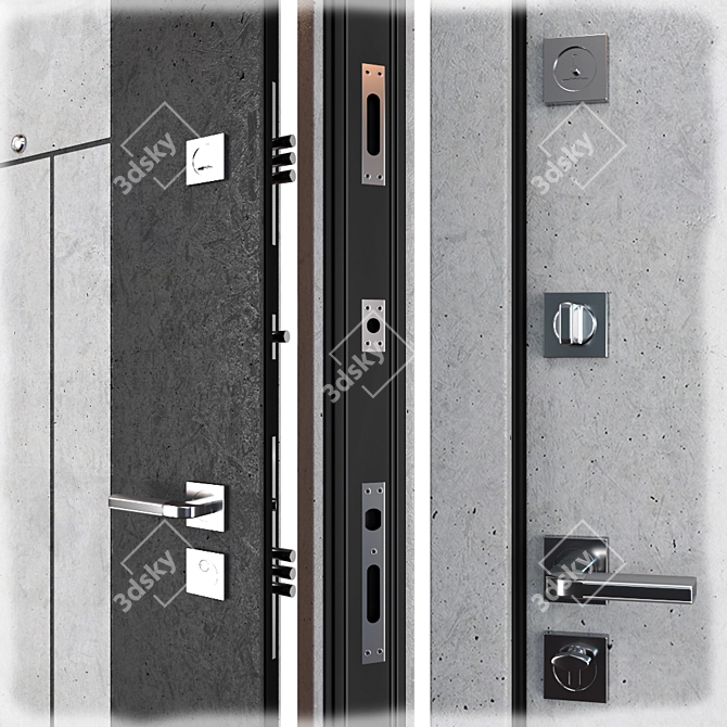 Modern Arcadia Metal Entrance Door 3D model image 2