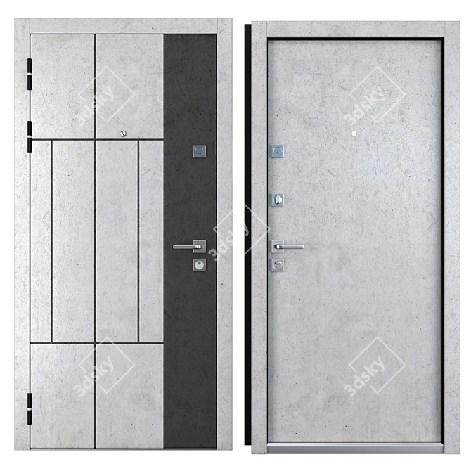 Modern Arcadia Metal Entrance Door 3D model image 3