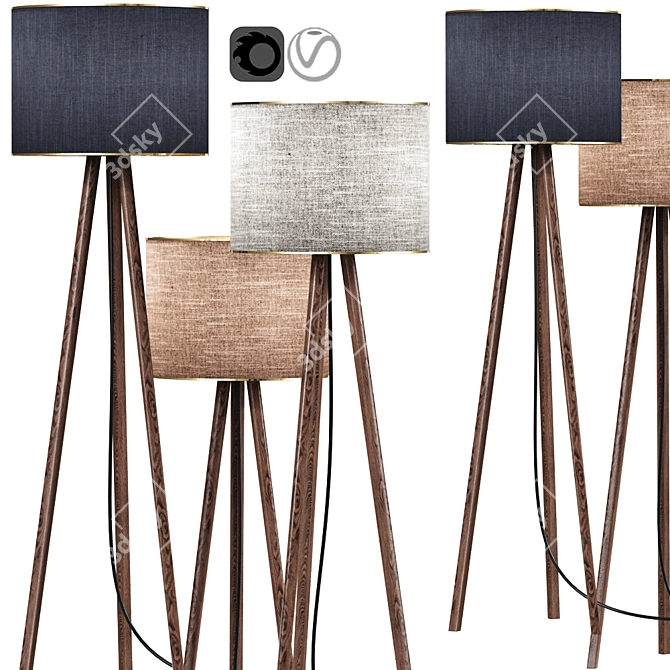 Contemporary Wooden Floor Lamp [3dsmax 2011 & OBJ Included] 3D model image 1