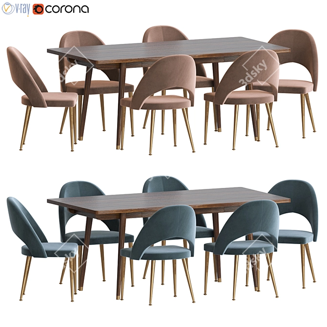 Modern Modrest Gloria Dining Set 3D model image 1