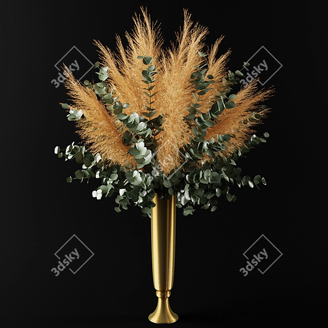 Pampas Grass & Eucalyptus Bouquet 3D model image 1