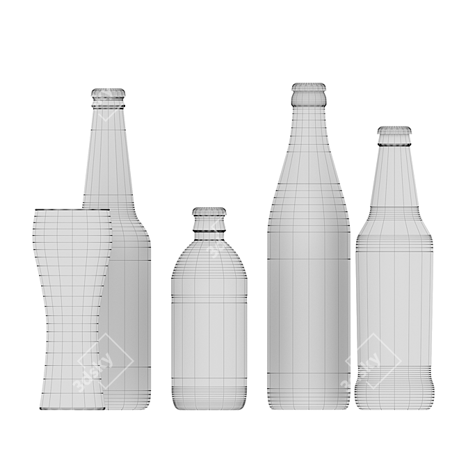 Premium Beer Bottle Set 3D model image 2