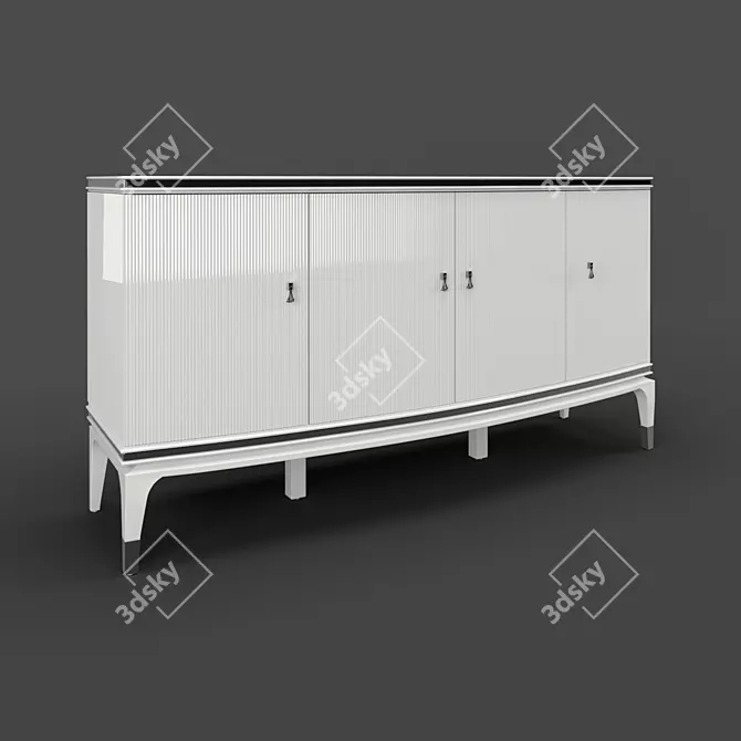 RIMINI White Gloss Lacquer Buffet 3D model image 2