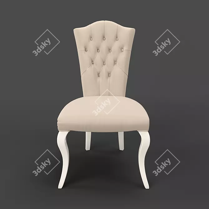 RIMINI Chair in White Gloss Lacquer and Beige Velvet 3D model image 2