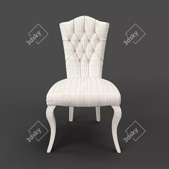 RIMINI Chair in White Gloss Lacquer and Beige Velvet 3D model image 3