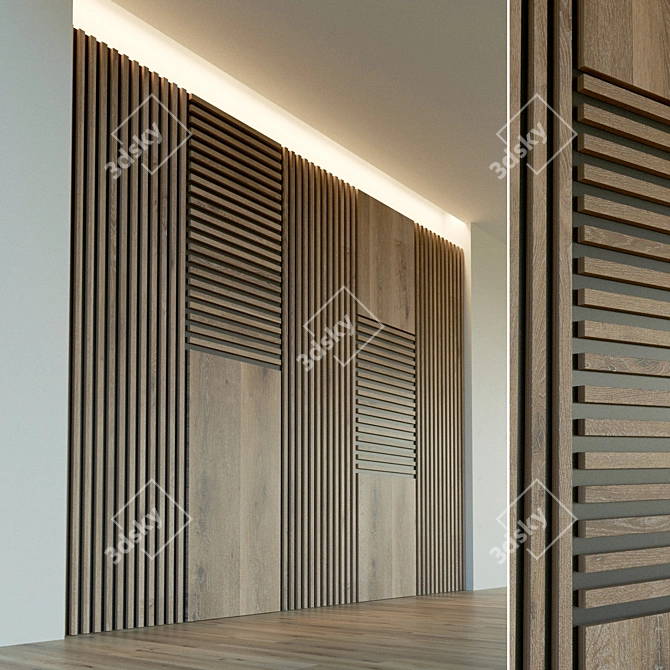 Wooden 3D Wall Panel 3D model image 1