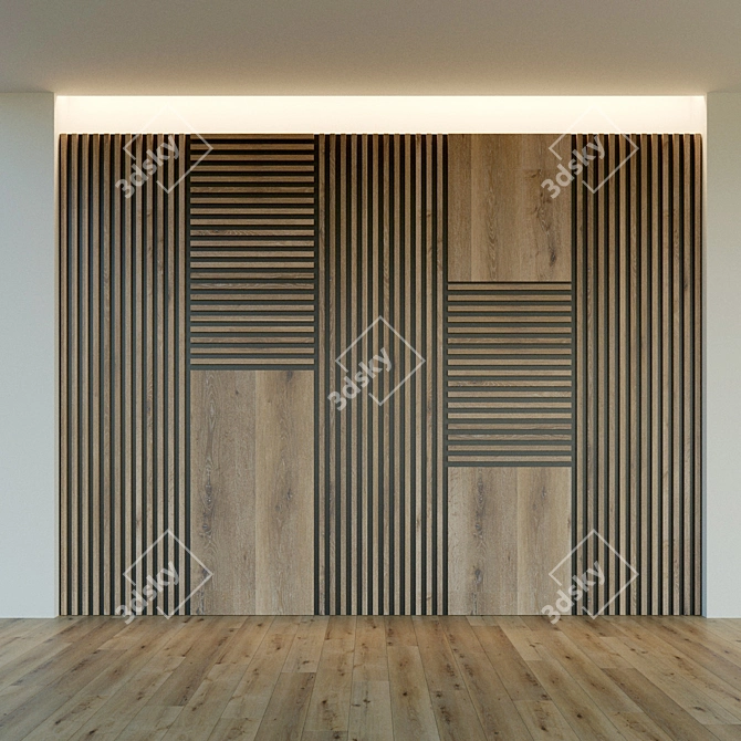 Wooden 3D Wall Panel 3D model image 2