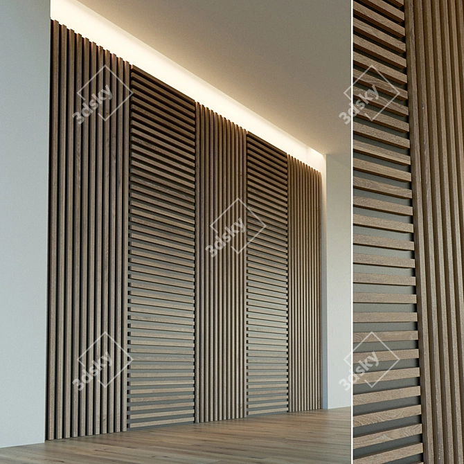 Wooden 3D Wall Panel: Decorative Elegance 3D model image 1