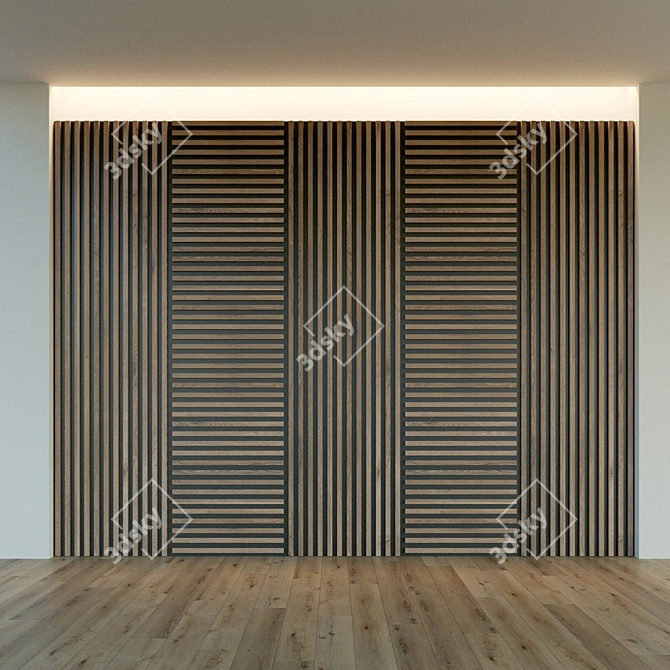 Wooden 3D Wall Panel: Decorative Elegance 3D model image 2