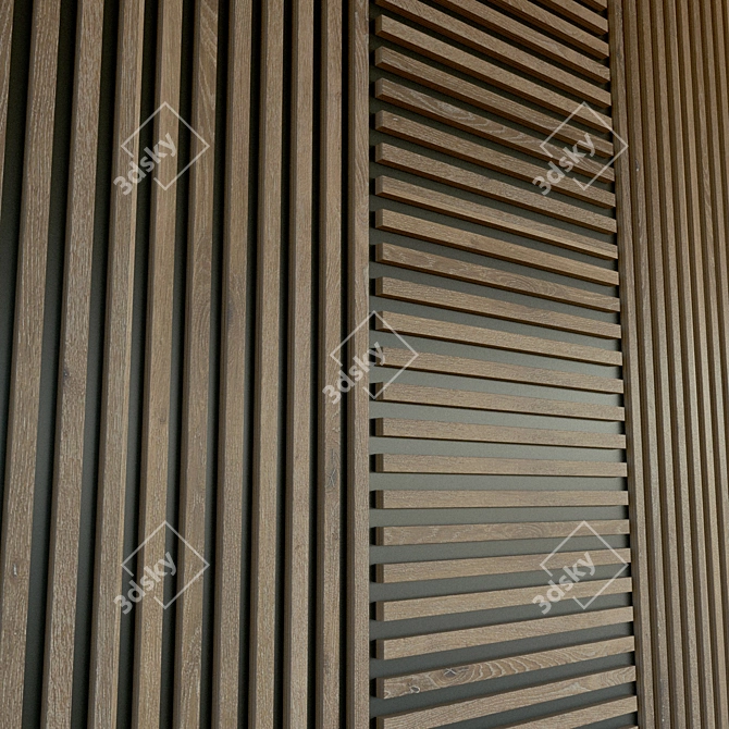 Wooden 3D Wall Panel: Decorative Elegance 3D model image 3