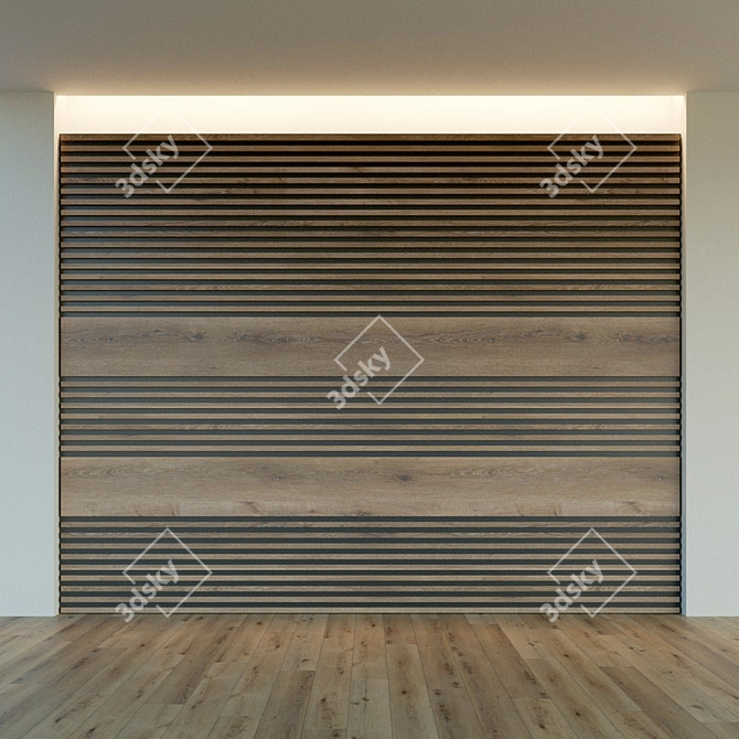 Wooden Decorative 3D Wall Panel 3D model image 2