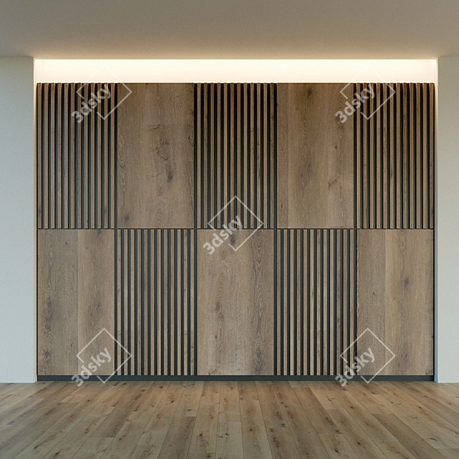 Wooden 3D Wall Panel: Decorative Elegance 3D model image 2