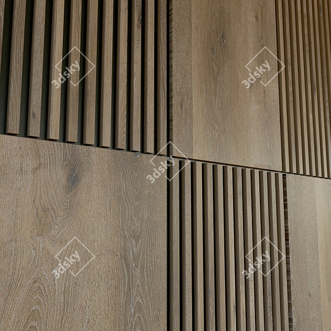 Wooden 3D Wall Panel: Decorative Elegance 3D model image 3