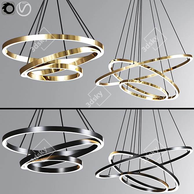 Sleek Ring Pendant Light 3D model image 1