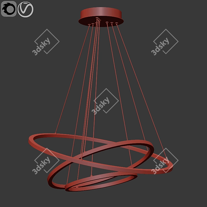 Sleek Ring Pendant Light 3D model image 2