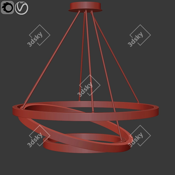 Sleek Ring Pendant Light 3D model image 3