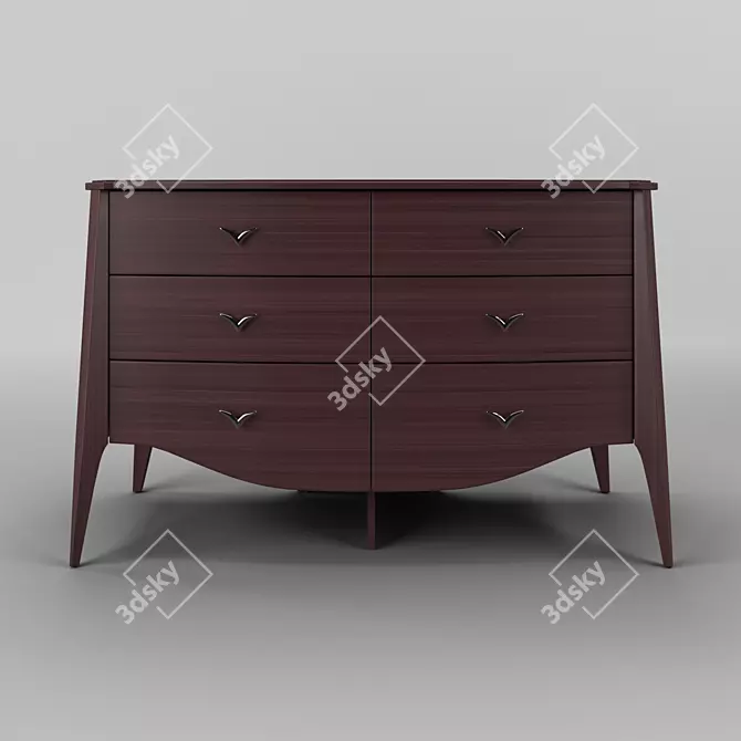 Elegant Cherry Veneer Dresser 3D model image 1