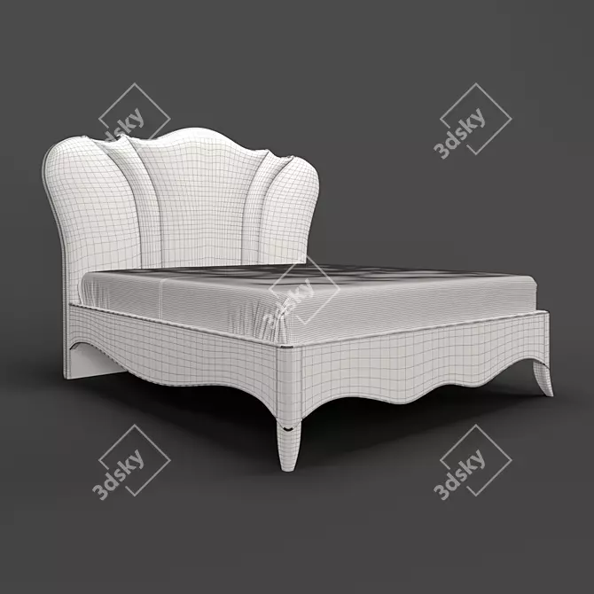 Classic Cherry Wood Bed with Silver Trim - Fratelli Barri RIMINI 3D model image 2