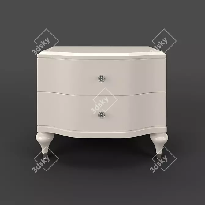 Elegant Pearl White Bedside Table 3D model image 1