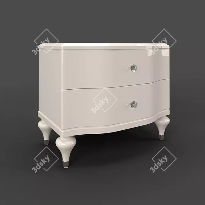 Elegant Pearl White Bedside Table 3D model image 2