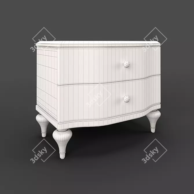 Elegant Pearl White Bedside Table 3D model image 3