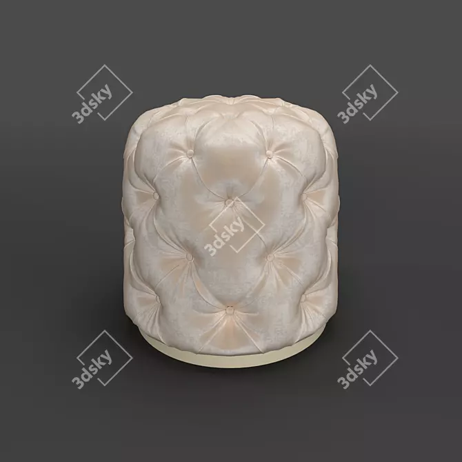 ROMA Beige Velvet Pouf 3D model image 1