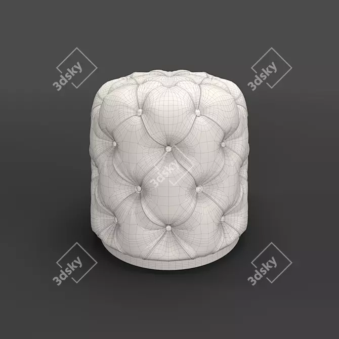 ROMA Beige Velvet Pouf 3D model image 2