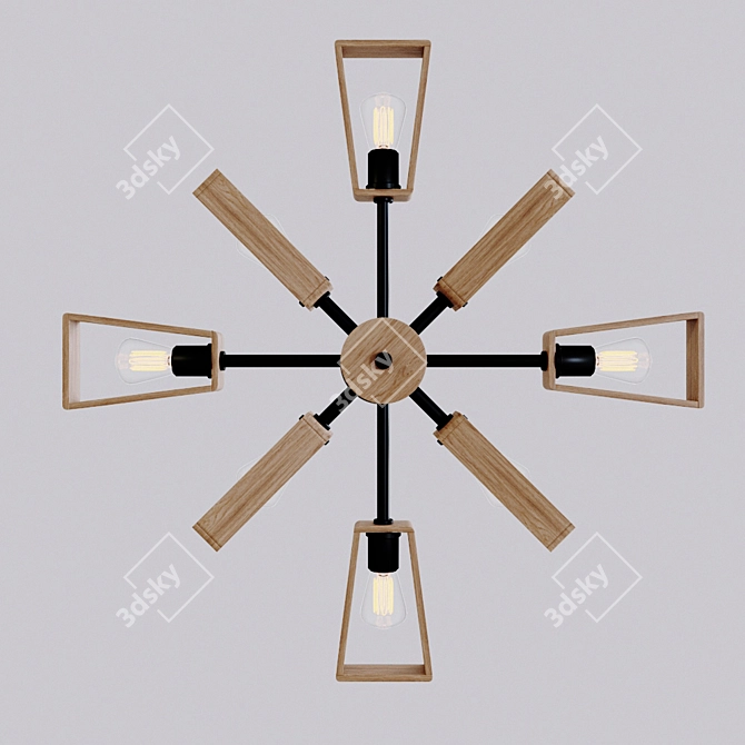 Klark Loft Chandelier: Stylish Rod-mounted Lighting 3D model image 2