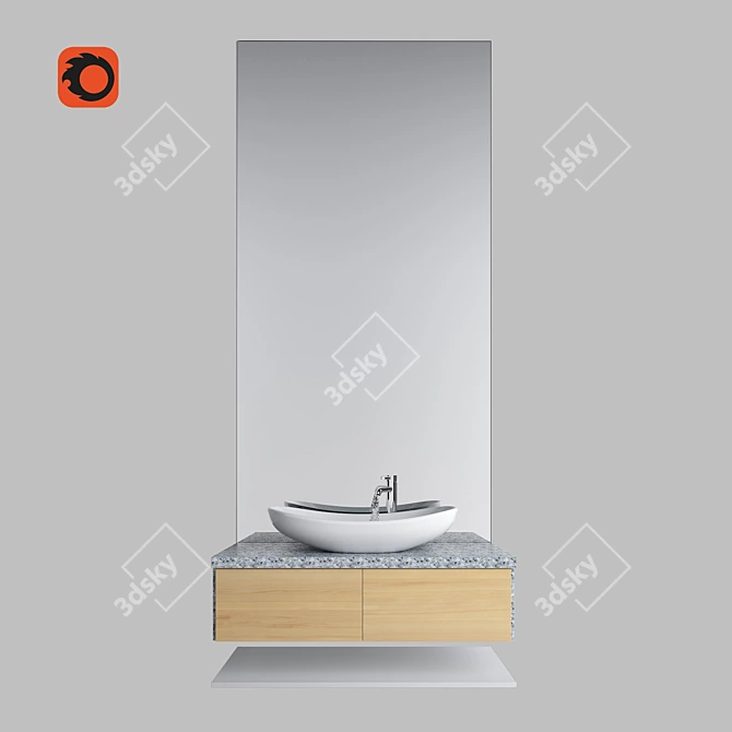 Elegant Bathroom Furniture Set 3D model image 1