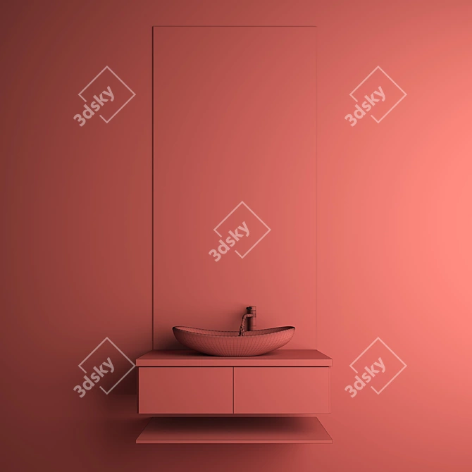 Elegant Bathroom Furniture Set 3D model image 3