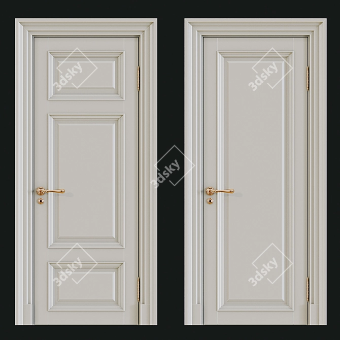 Elegant Classic Interior Doors 3D model image 1