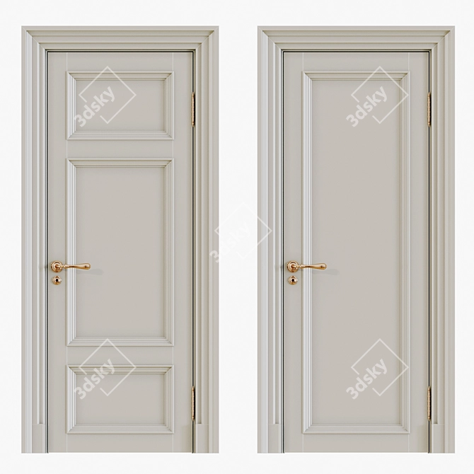 Elegant Solid Wood Doors 3D model image 1