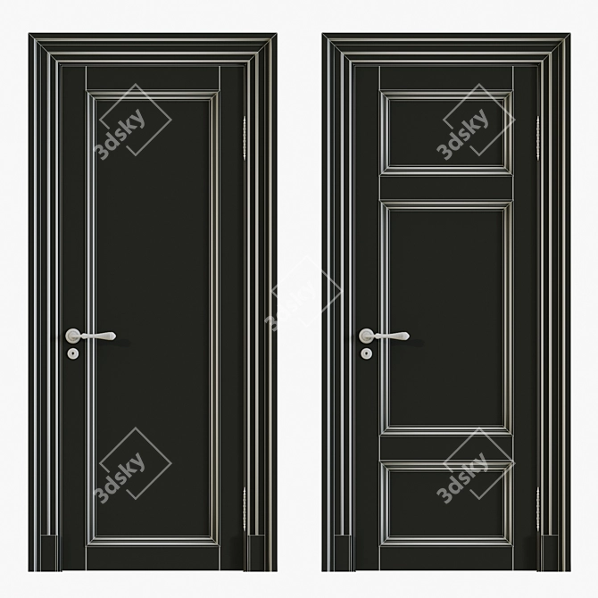 Elegant Solid Wood Doors 3D model image 3