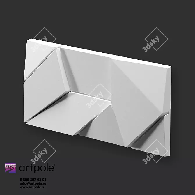 Origami Gypsum 3D Panel: Elegant & Artistic 3D model image 1