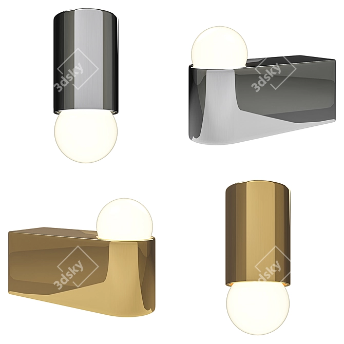 Elegant Brass Architectural Sconce 3D model image 1