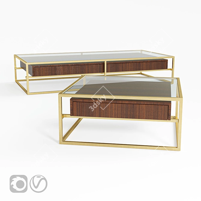 Modern Rectangular and Square Coffee Tables 3D model image 1