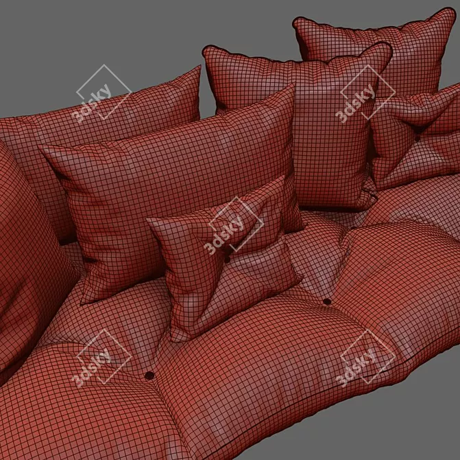 Luxurious Set of 8 Decorative Pillows 3D model image 2
