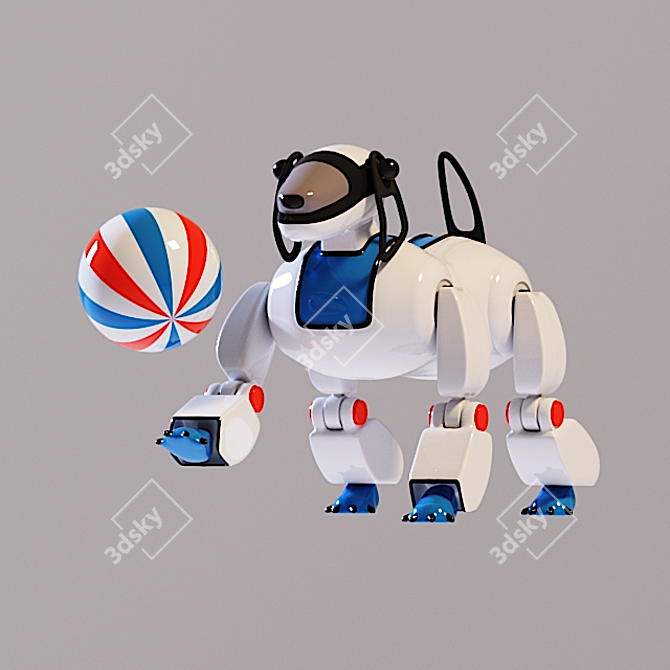 Colorful Robotic Dog Toy 3D model image 1