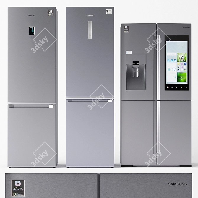 Samsung 2 Fridges Bundle: Cool and Spacious 3D model image 1