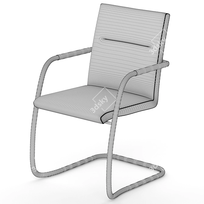 Elegant Fabric and Metal Seating 3D model image 3