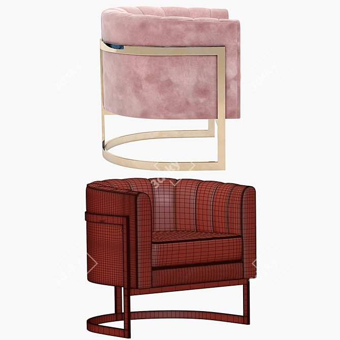 Elegant Gold Mica Accent Chair 3D model image 3