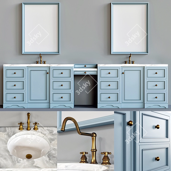 Elegant Bathroom Vanity Set 3D model image 2
