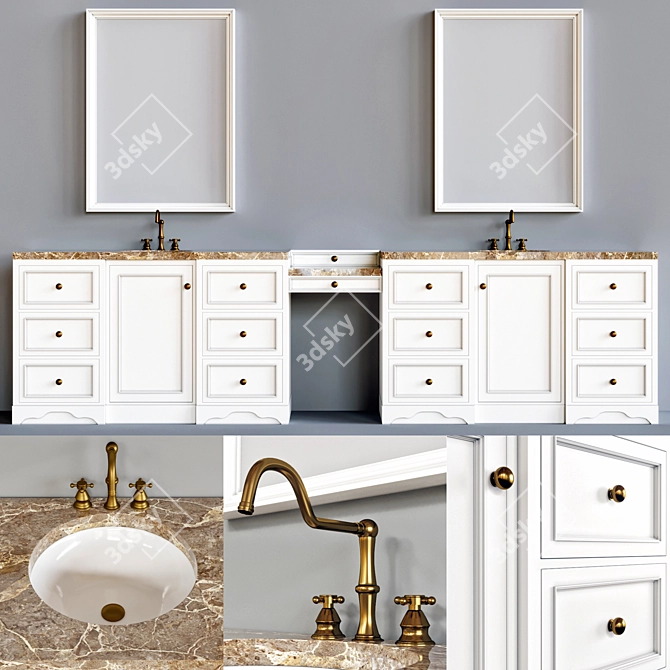 Elegant Bathroom Vanity Set 3D model image 3