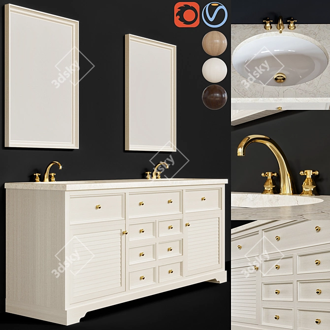 Elegant Bathroom Vanity Set 3D model image 1