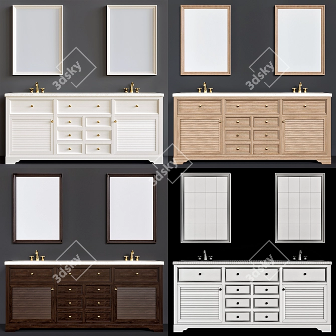 Elegant Bathroom Vanity Set 3D model image 2