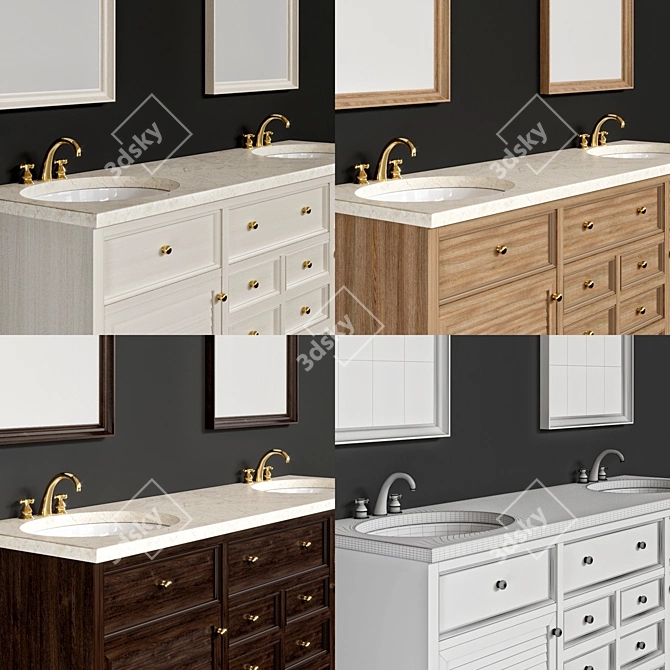 Elegant Bathroom Vanity Set 3D model image 3