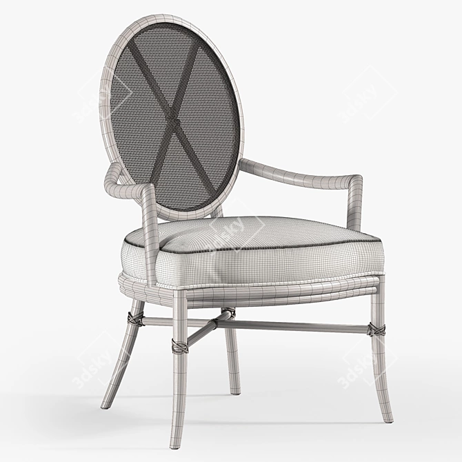 Sleek Oval X-Back Chair 3D model image 3