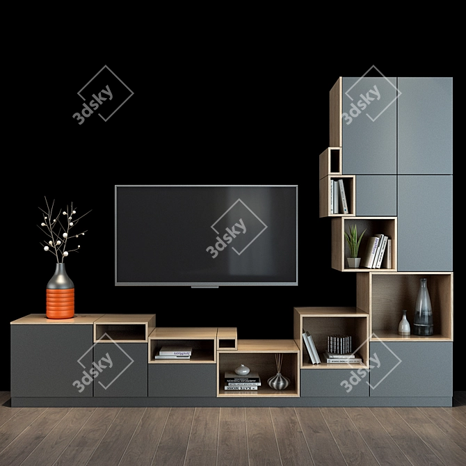 Modern TV Shelf 51: Stylish and Functional 3D model image 1