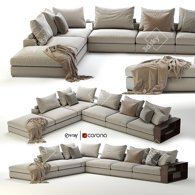 Flexible Comfort: Flexform Groundpiece Sofa 3D model image 1